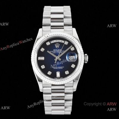 Rolex Day-Date 36mm Copy Watch Blue Ombre Dial Silver Presidential